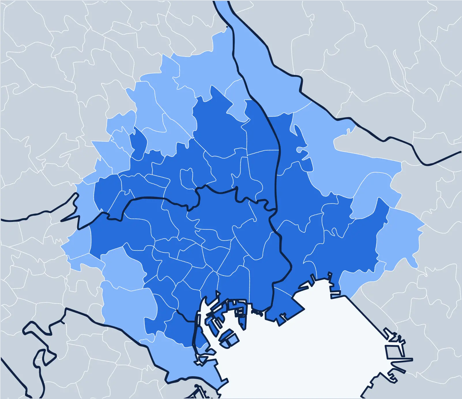 管理対応エリアを示す地図